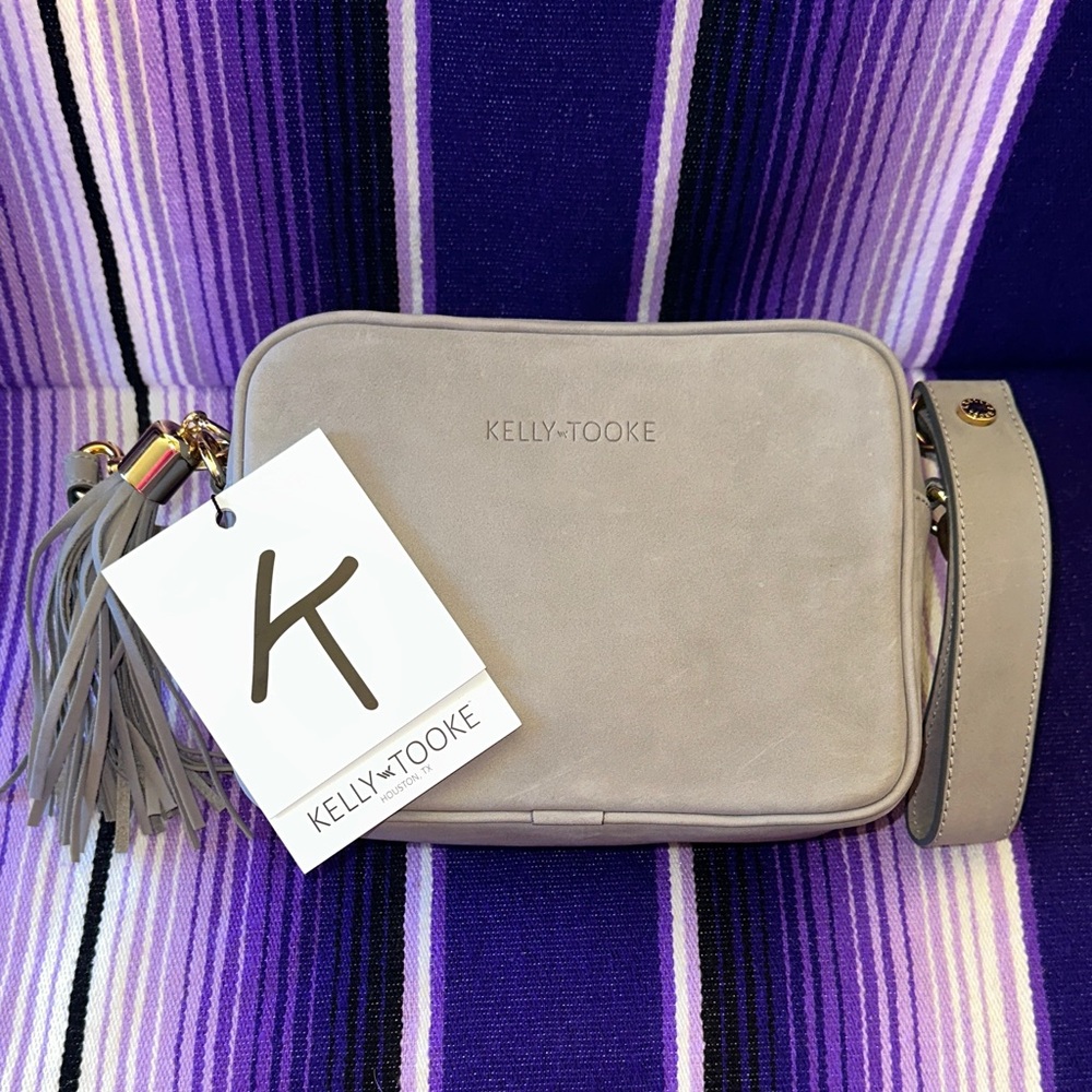 Kelly Tooke Suede Gray Crossbody Bag